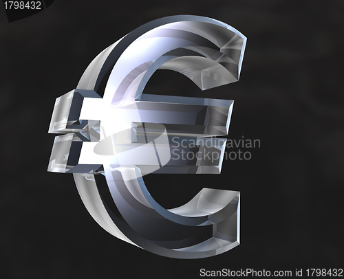 Image of euro symbol in transparent glass 