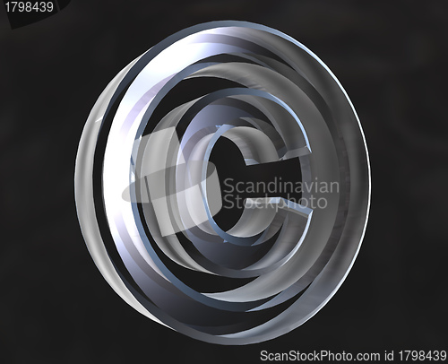 Image of copyright symbol in transparent glass (3d)