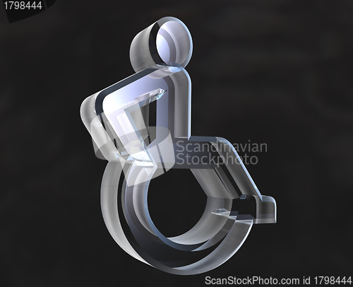 Image of Universal wheelchair symbol in transparent glass (3d) 