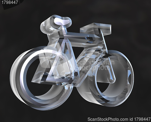 Image of bike symbol in transparent glass (3d) 