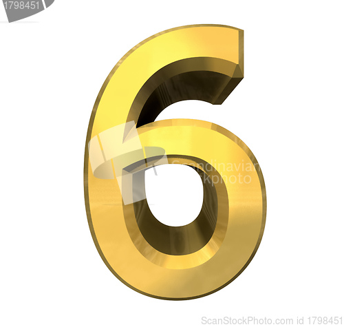 Image of 3d number 6 in gold 