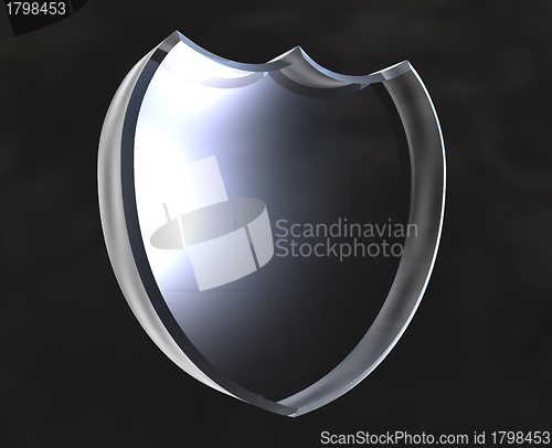 Image of shield symbol in transparent glass (3d) 