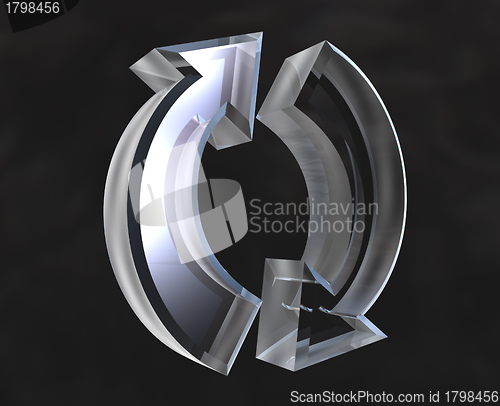 Image of recycle symbol in transparent glass (3d) 