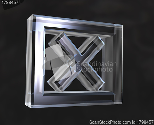 Image of X Checked Box symbol in transparent glass (3d) 