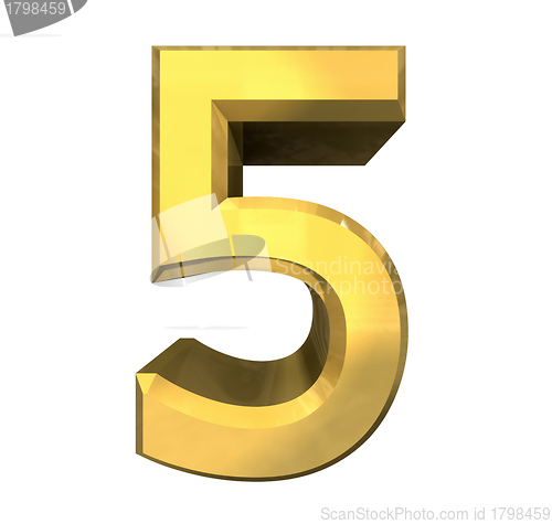 Image of 3d number 5 in gold 