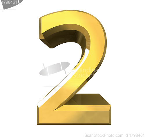 Image of 3d number 2 in gold 