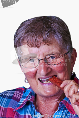 Image of Grandma enjoys smoked sausage