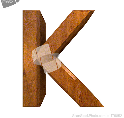 Image of 3d letter K in wood 
