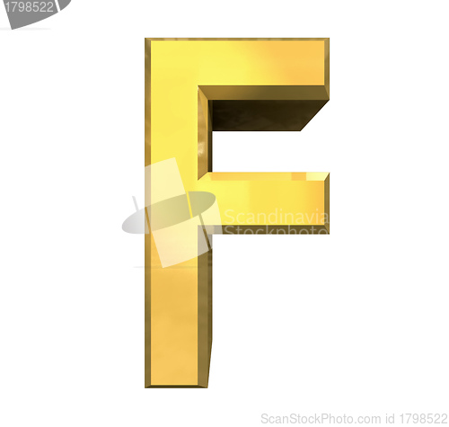 Image of gold 3d letter F 