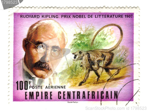 Image of central african stamp with Kipling 