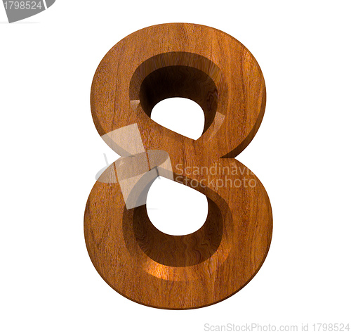Image of 3d number 8 in wood 