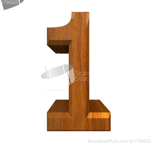 Image of 3d number 1 in wood 