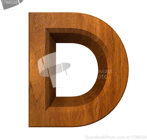 Image of 3d letter D in wood 