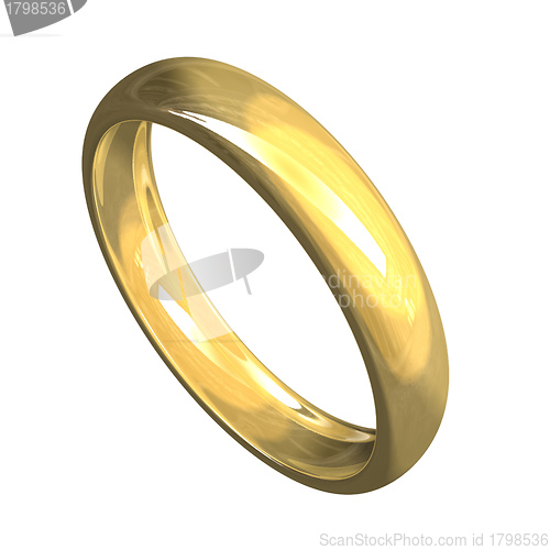 Image of isolated wedding ring in gold (3D) 