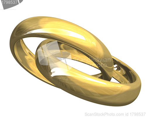 Image of wedding rings in gold (3D) 