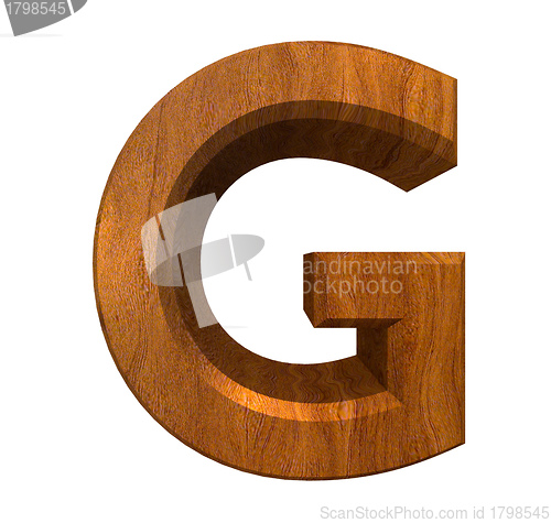 Image of 3d letter G in wood 