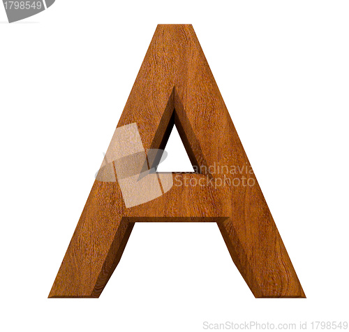 Image of 3d letter A in wood 