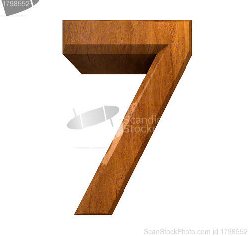 Image of 3d number 7 in wood 