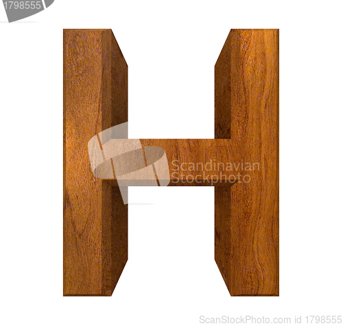 Image of 3d letter H in wood 