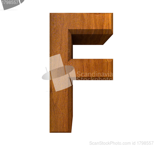 Image of 3d letter F in wood 