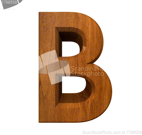 Image of 3d letter B in wood 