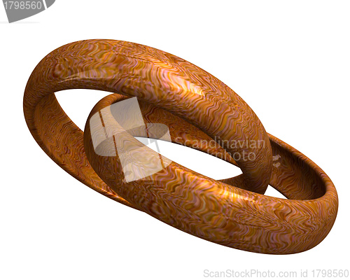 Image of wedding rings in wood (3D) 