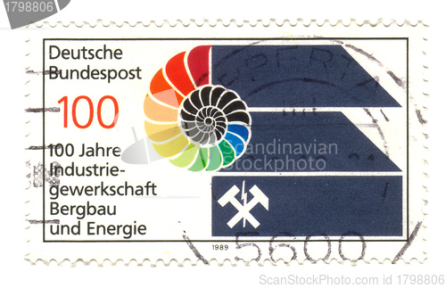 Image of GERMANY - CIRCA 1989: A stamp printed in Germany, shows mining a