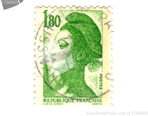 Image of Old green french stamp 