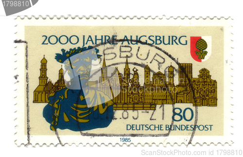 Image of GERMANY - CIRCA 1985: stamp printed in Germany, shows old city, 