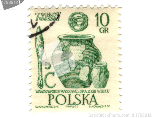 Image of POLAND - CIRCA 1965: A stamp shows image of pottery, circa 1965