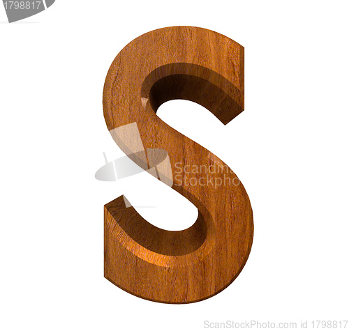 Image of 3d letter s in wood 