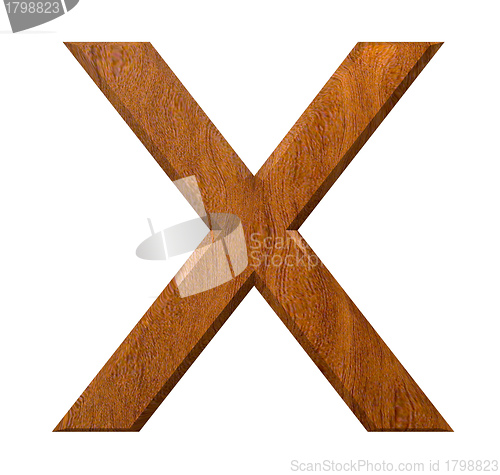 Image of 3d letter X in wood 