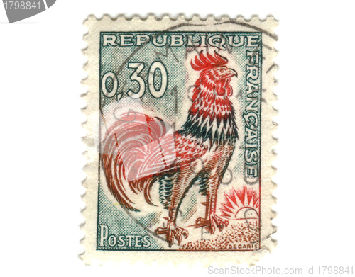 Image of Old french stamp with Chicken 