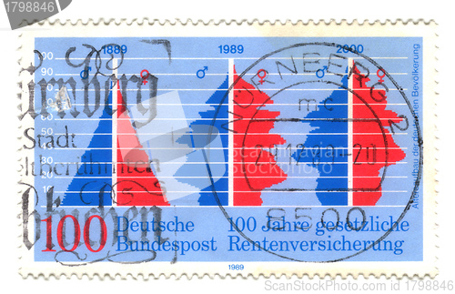 Image of WEST GERMANY - CIRCA 1989: stamp printed in West Germany, shows 