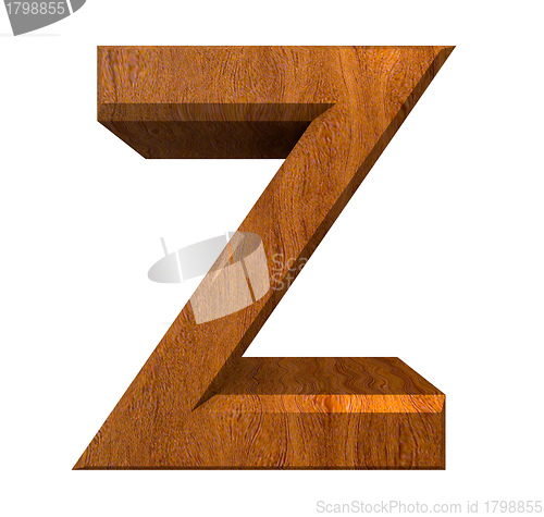 Image of 3d letter Z in wood 