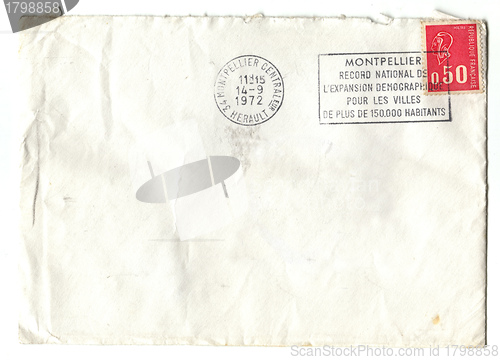 Image of Old red french stamp on envelop 