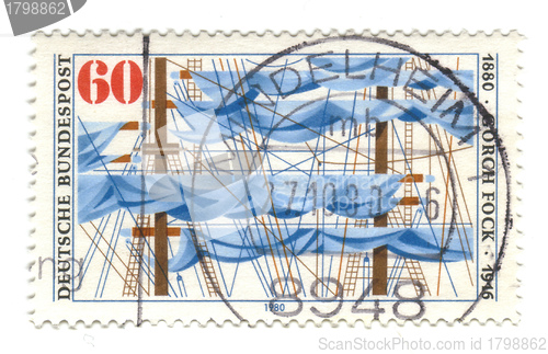 Image of GERMANY - CIRCA 1980: A stamp printed in Germany shows Mast (sai