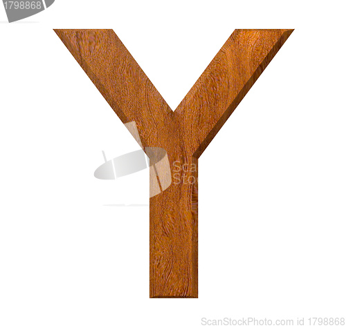 Image of 3d letter Y in wood 