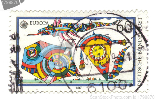 Image of GERMANY - CIRCA 1989: A stamp printed in Germany shows Kites. ce