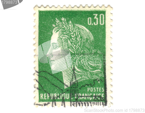 Image of Old green french stamp 