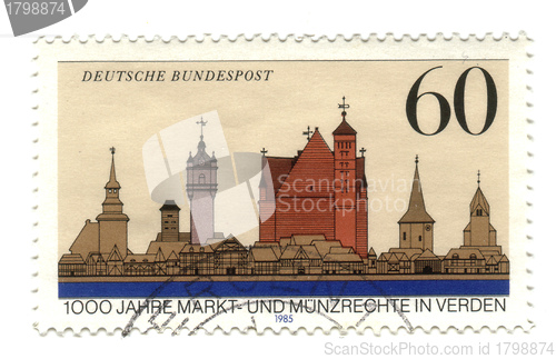 Image of GERMANY - CIRCA 1985: A stamp printed in Germany shows Verden in