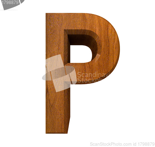 Image of 3d letter P in wood 