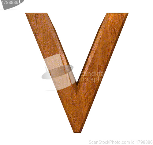 Image of 3d letter V in wood 