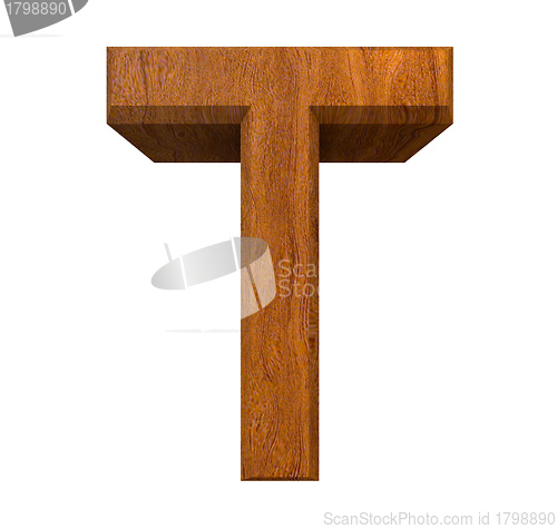 Image of 3d letter T in wood 