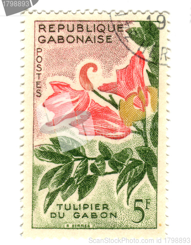 Image of Gobon stamp with flower 
