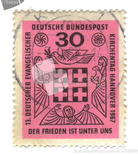 Image of GERMANY - CIRCA 1967: a stamp printed in the Germany shows Peace