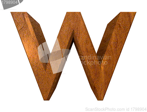 Image of 3d letter w in wood 