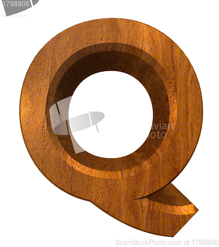 Image of 3d letter Q in wood 