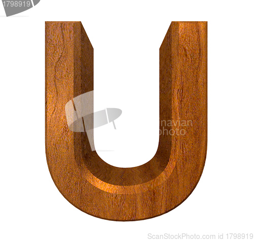 Image of 3d letter U in wood 