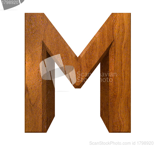 Image of 3d letter M in wood 